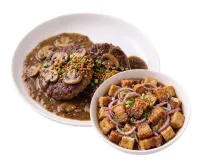 BURGER STEAK  – TOKWAT BABOY , PLAIN RICE