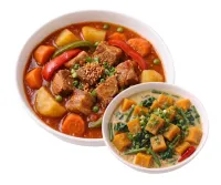 PORK AFRITADA  – GINATAANG KALABASA , MIKI BIHON