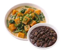 GINATAANG KALABASA  – DINUGUAN , PLAIN RICE
