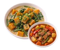 GINATAANG KALABASA  – PORK AFRITADA, PLAIN RICE