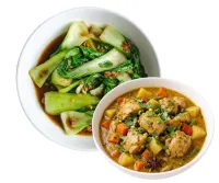 GINISANG BOKCHOY – CHICKEN CURRY, PLAIN RICE