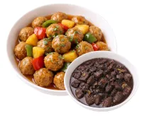 MEAT BALLS WITH SWEET AND SOUR SAUCE  – DINUGUAN , PLAIN RICE