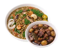 MONGGO – PORK ADOBO, PLAIN RICE