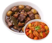 PORK ADOBO  – CHICKEN AFRITADA , PLAIN RICE