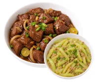 TENDERLOIN TIPS  – GINISANG SAYOTE , MIKI BIHON