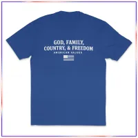 God & Family - VL100 Volunteer Knitwear™ White Font – Blue, S