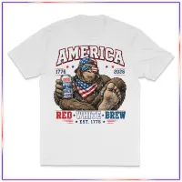 Red White Brew Distressed - VL100 Volunteer Knitwear™ All-American Tee – White, XL
