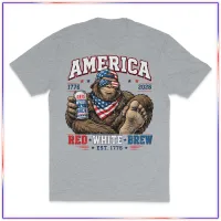 Red White Brew Distressed - VL100 Volunteer Knitwear™ All-American Tee – Grey, 2XL