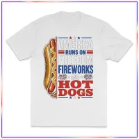Hotdogs and Freedom - VL100 Volunteer Knitwear™ All-American Tee – White, M