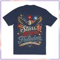 Stars Stripes Freedom VL100 Volunteer Knitwear™ All-American Tee – Navy, S