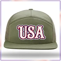 USA Embroidered Richardson 168 Seven Panel Trucker Hat – Loden (Olive Green)