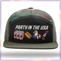 Party In The USA Richardson 168 Seven Panel Trucker Hat – Black and Camo