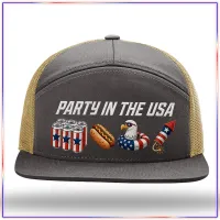 Party In The USA Richardson 168 Seven Panel Trucker Hat – Charcoal/Old Gold