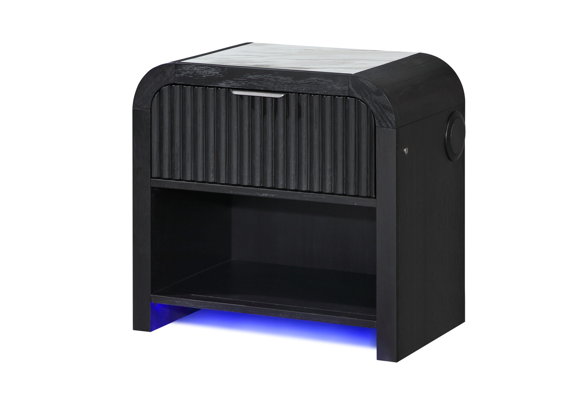 BECKETT WHT/BLK NIGHTSTAND W/LED & SPEAKER – Image 2