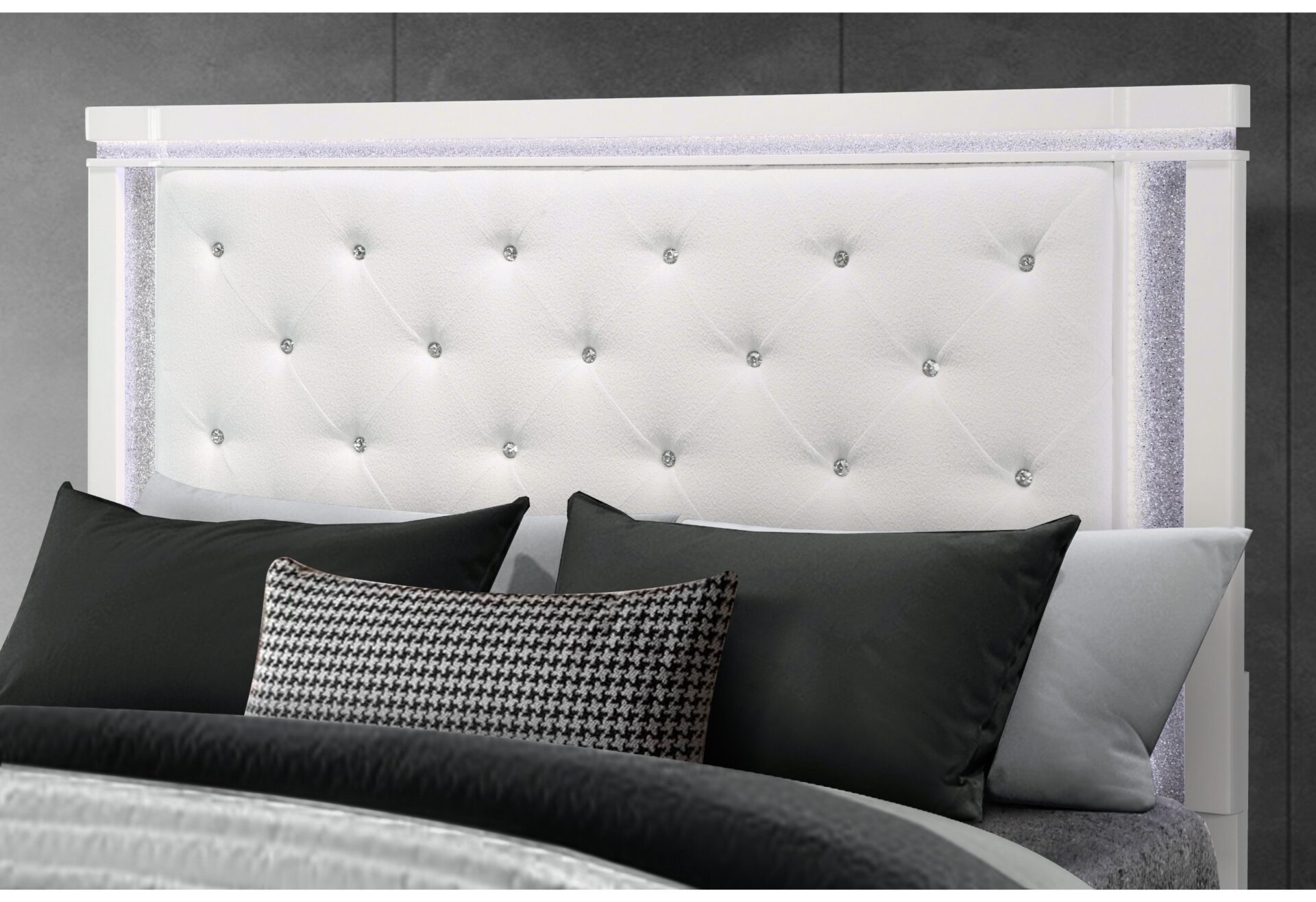 ALINA WHITE QUEEN BED GROUP WITH LED – Image 2