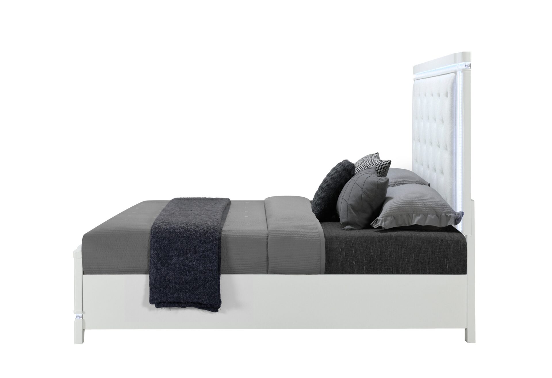 ALINA WHITE QUEEN BED WITH LED – Image 3