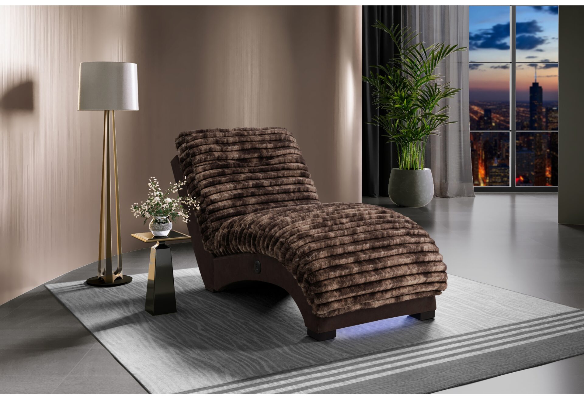 DOMINIC MINK/JAVA CHAISE WITH USB – Image 1