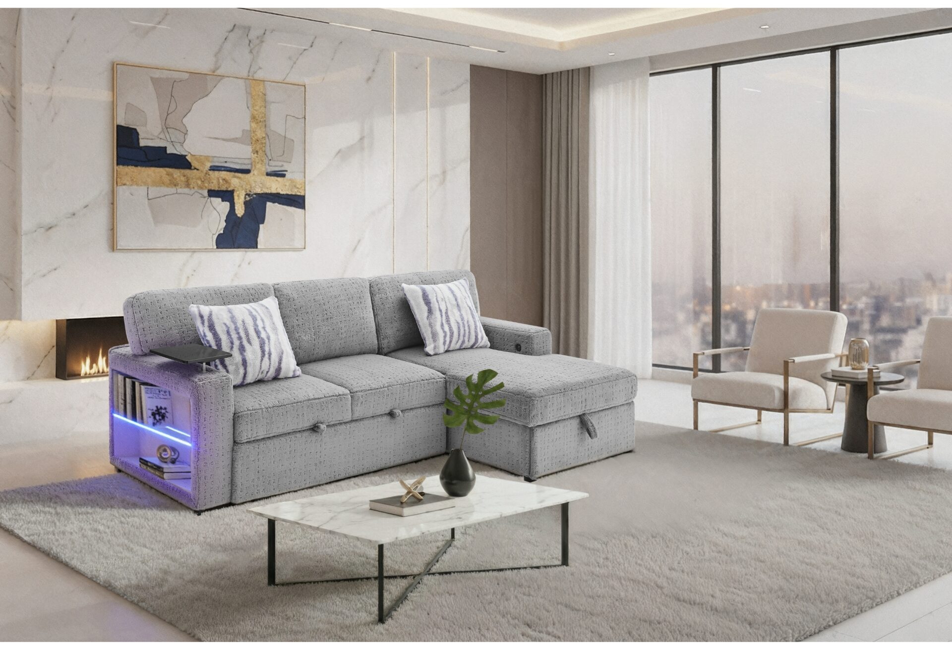 U0214 GREY SOFA BED – Image 1