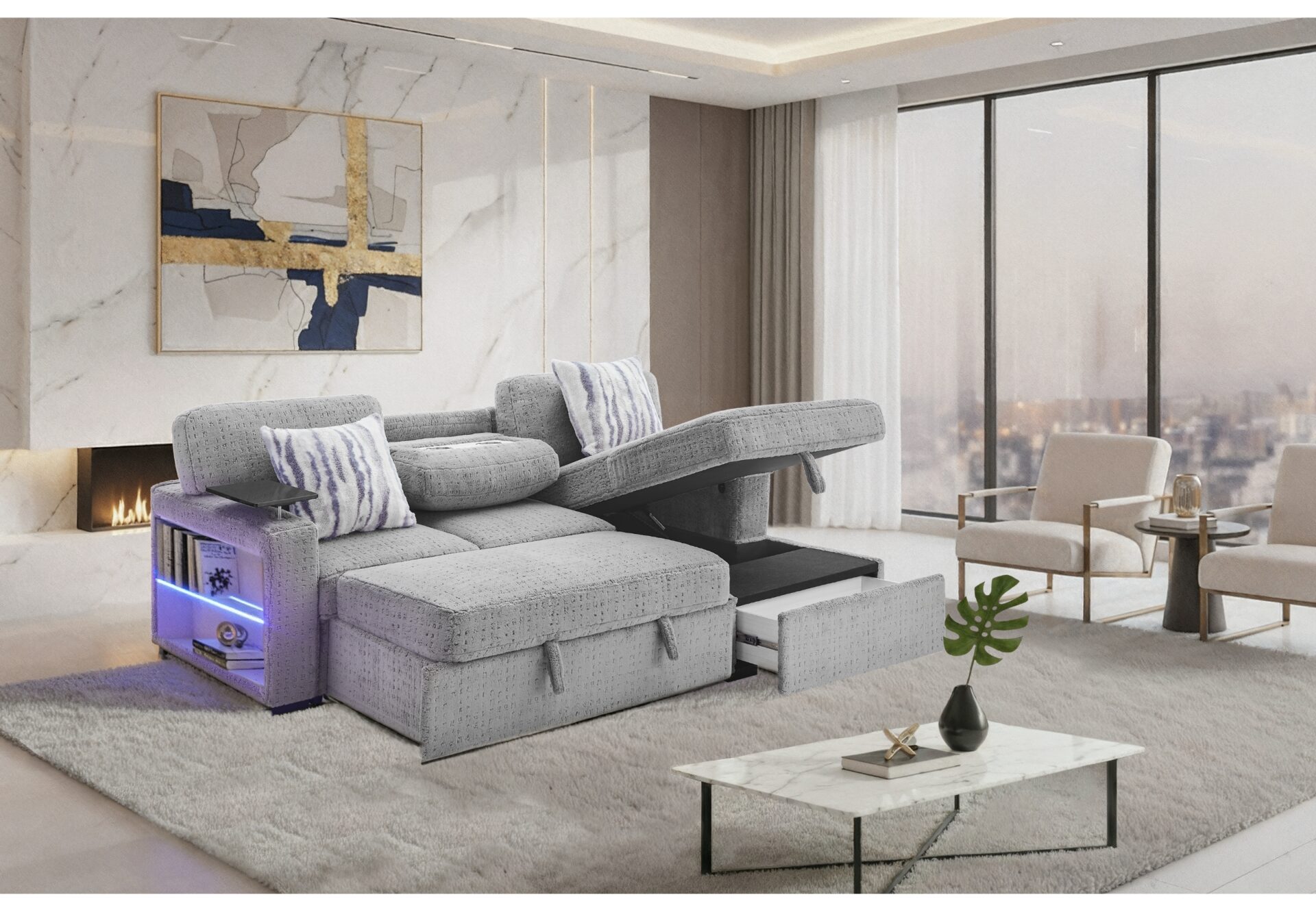 U0214 GREY SOFA BED – Image 2