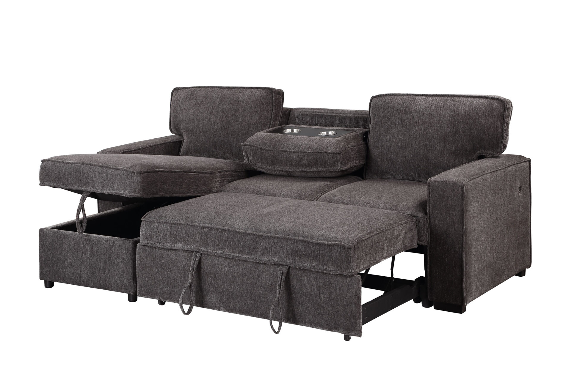 U0203 DARK GREY REVERSIBLE PULL OUT SOFA BED – Image 2