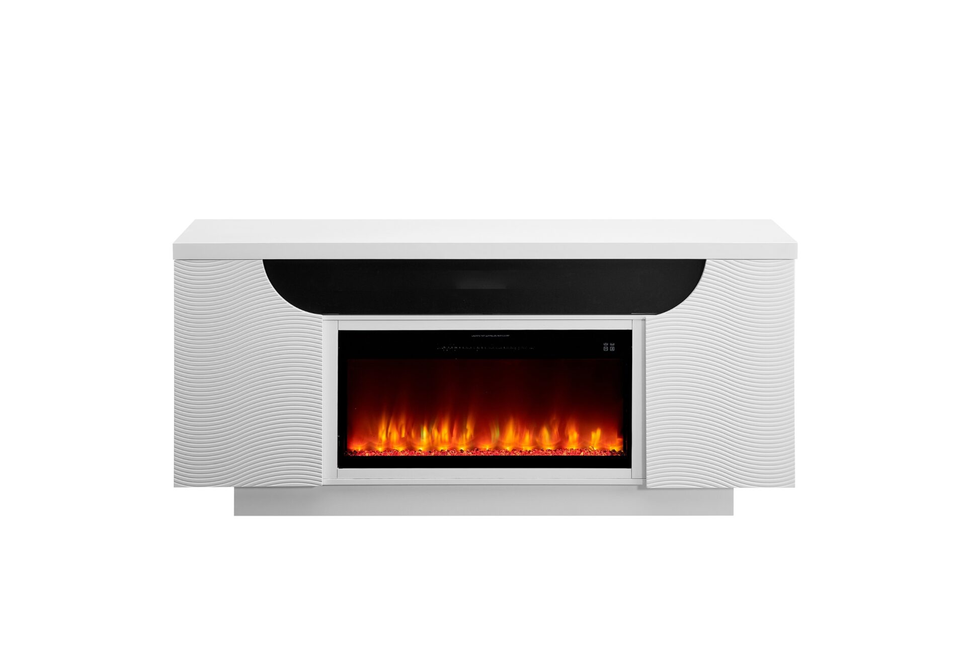AILEEN WHITE 76" ENT UNIT W/LED, SPEAKERS, CRYSTAL AND POP-UP DOORS – Image 3