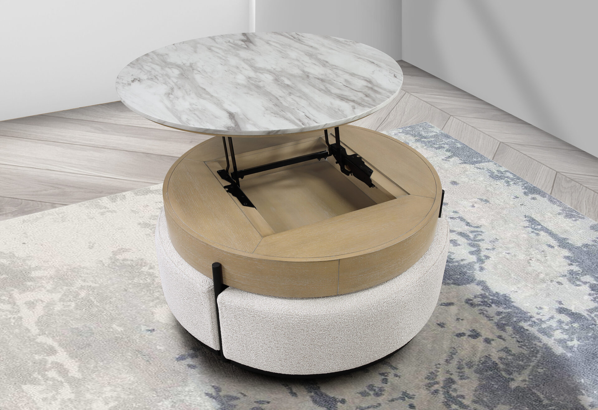 T42 NATURAL COFFEE TABLE WITH 3 STOOLS – Image 2