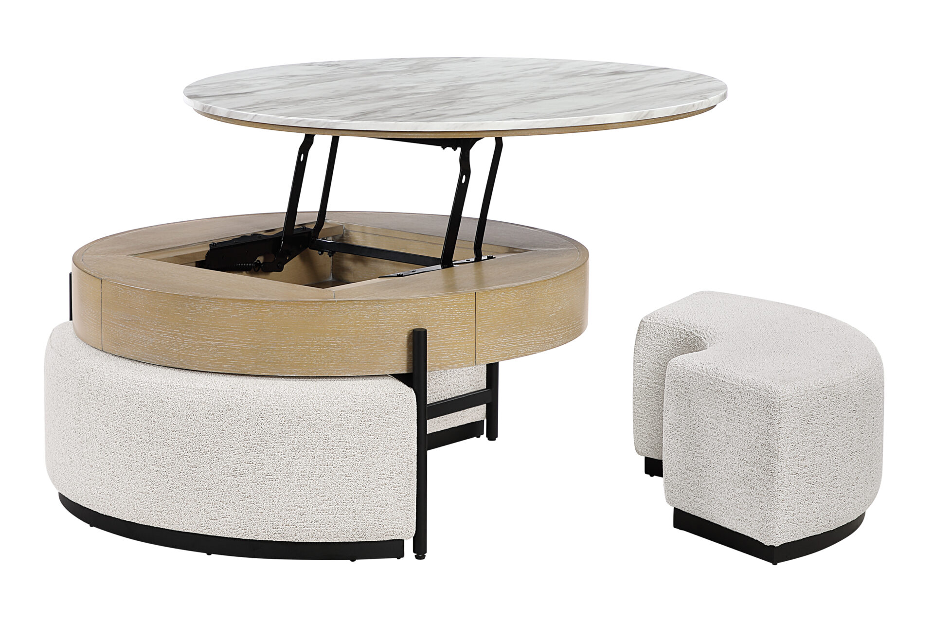 T42 NATURAL COFFEE TABLE WITH 3 STOOLS – Image 3