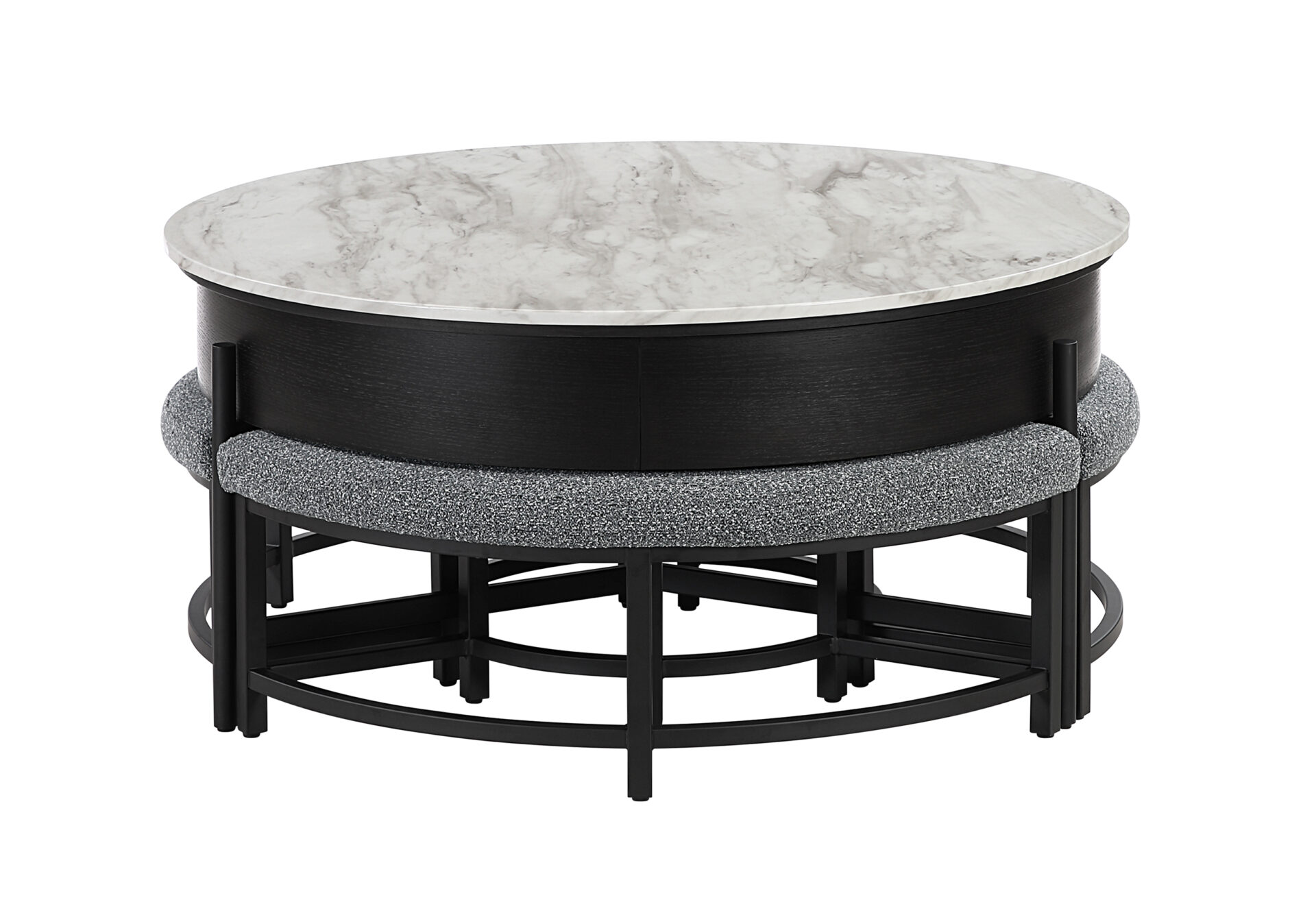 T42 BLACK COFFEE TABLE WITH 3 STOOLS – Image 3