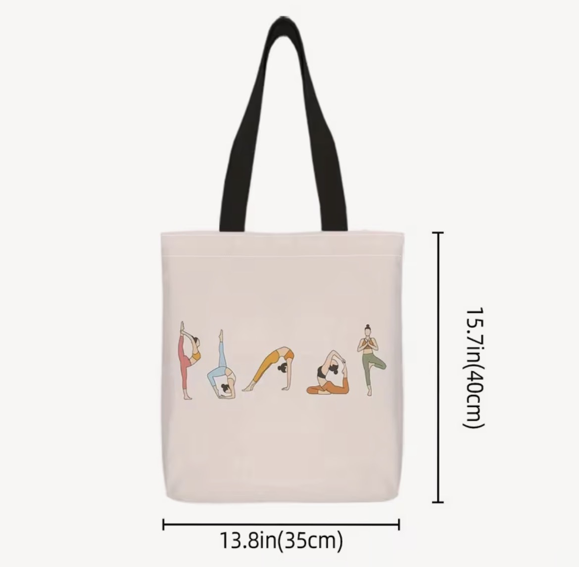 Canvas Yoga Tote Bag (Beige) – Image 2