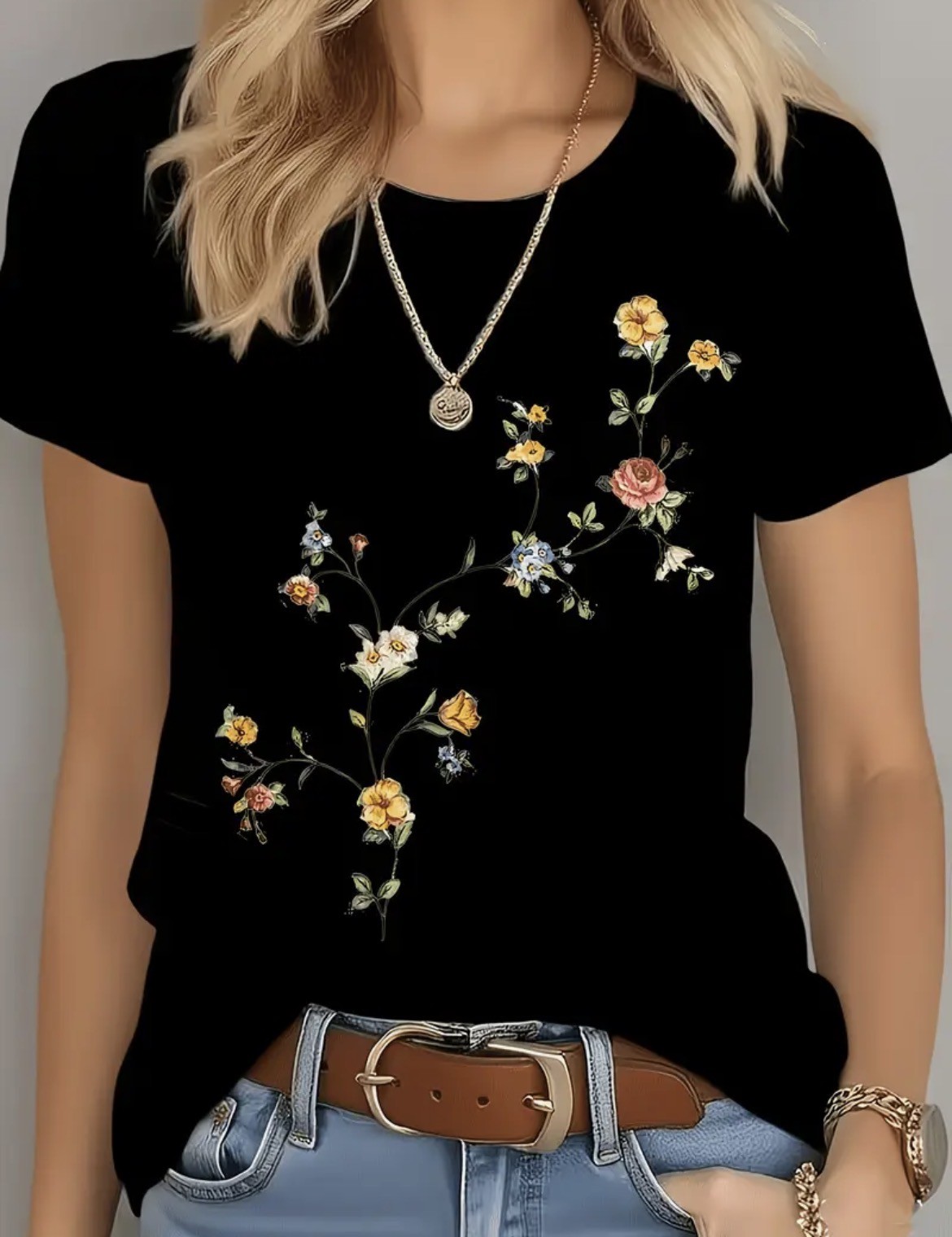 Floral Print Cotton Tees – Image 4