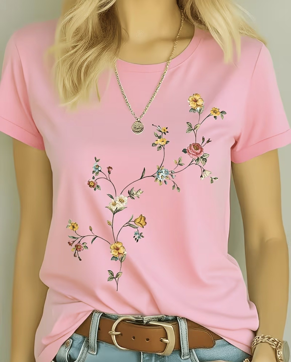 Floral Print Cotton Tees – Image 5