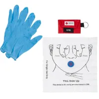 CPR Keychain, Face Shield with 1-Way Valve and 1 Pair Latex Free Nitrile Gloves – Image 1