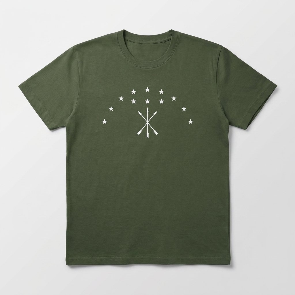 T-Shirt – Circassian Cultural – Green Arrows/Stars, S