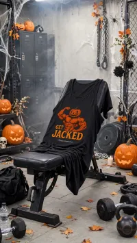 Get Jacked Tank Top, POWER UP Fitness Shirt, Pumpkin Gym Sleeveless Tee, Spooky Workout Apparel, Fall Workout Gear – Image 2