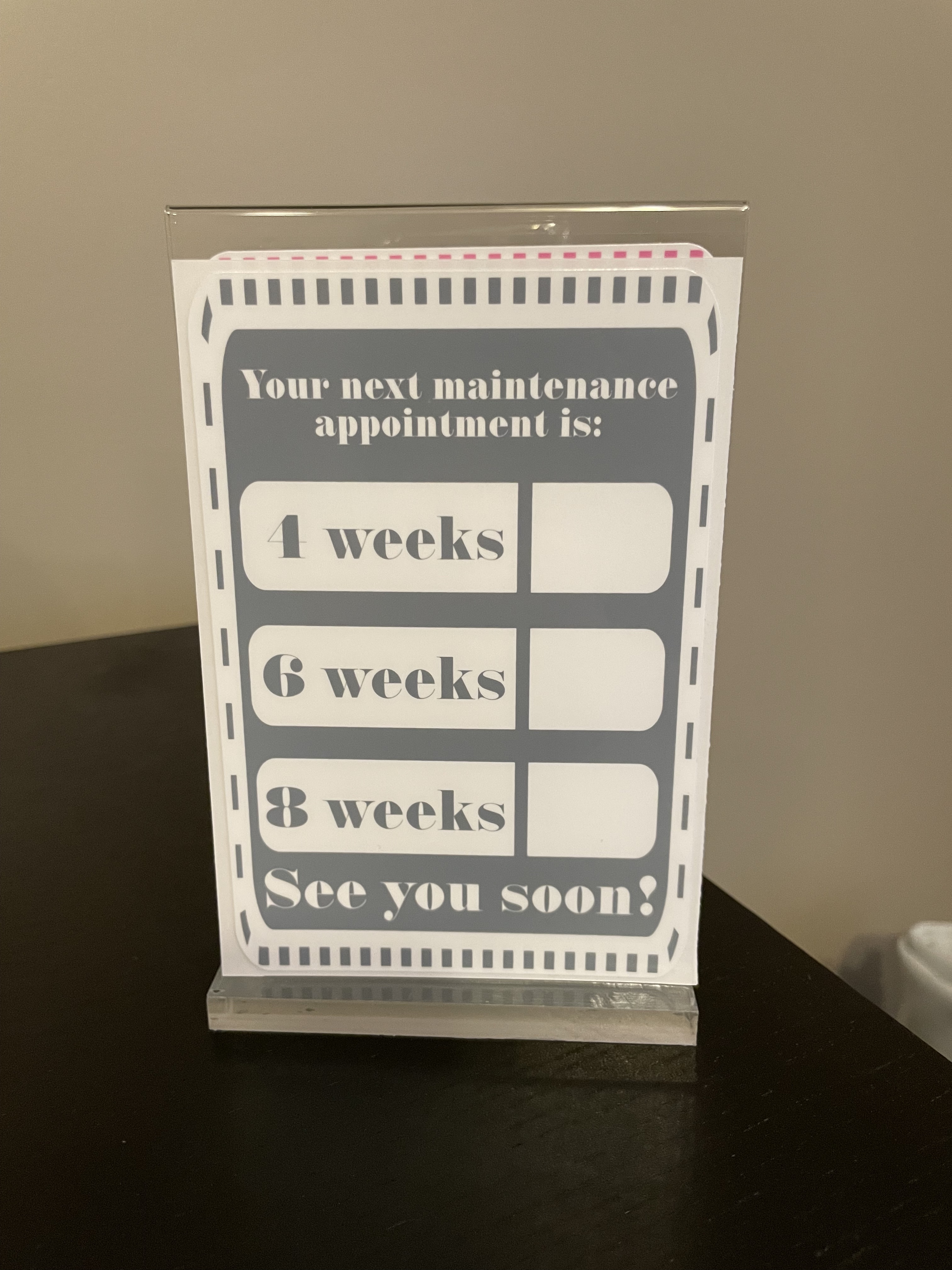 Appointment Reminder Clings – Gray 4-6-8 Weeks