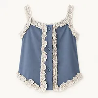 Blue Lace Trim Camisole Top – Image 1