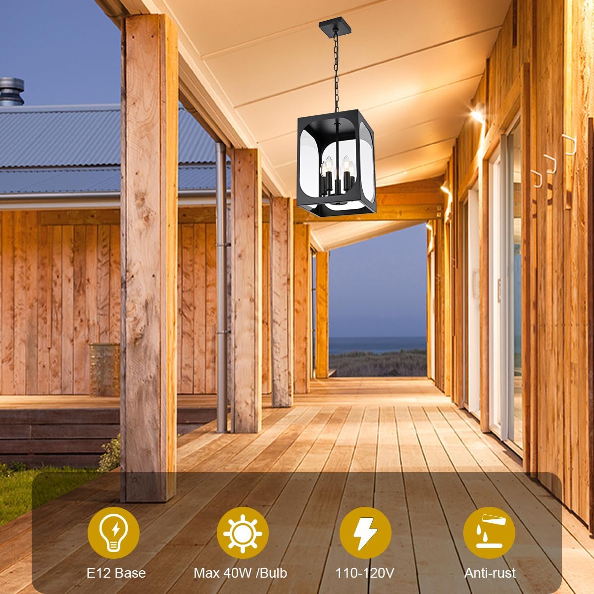 Outdoor Pendant Light - Adjustable 3-Light Chandelier for Porch & Patio in DFW, North & East Texas – Image 2