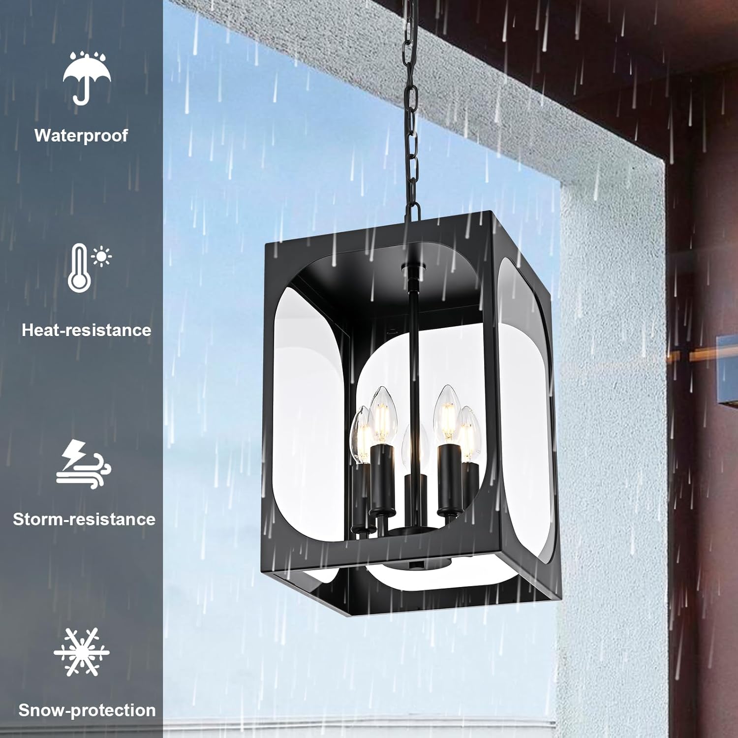 Outdoor Pendant Light - Adjustable 3-Light Chandelier for Porch & Patio in DFW, North & East Texas – Image 3