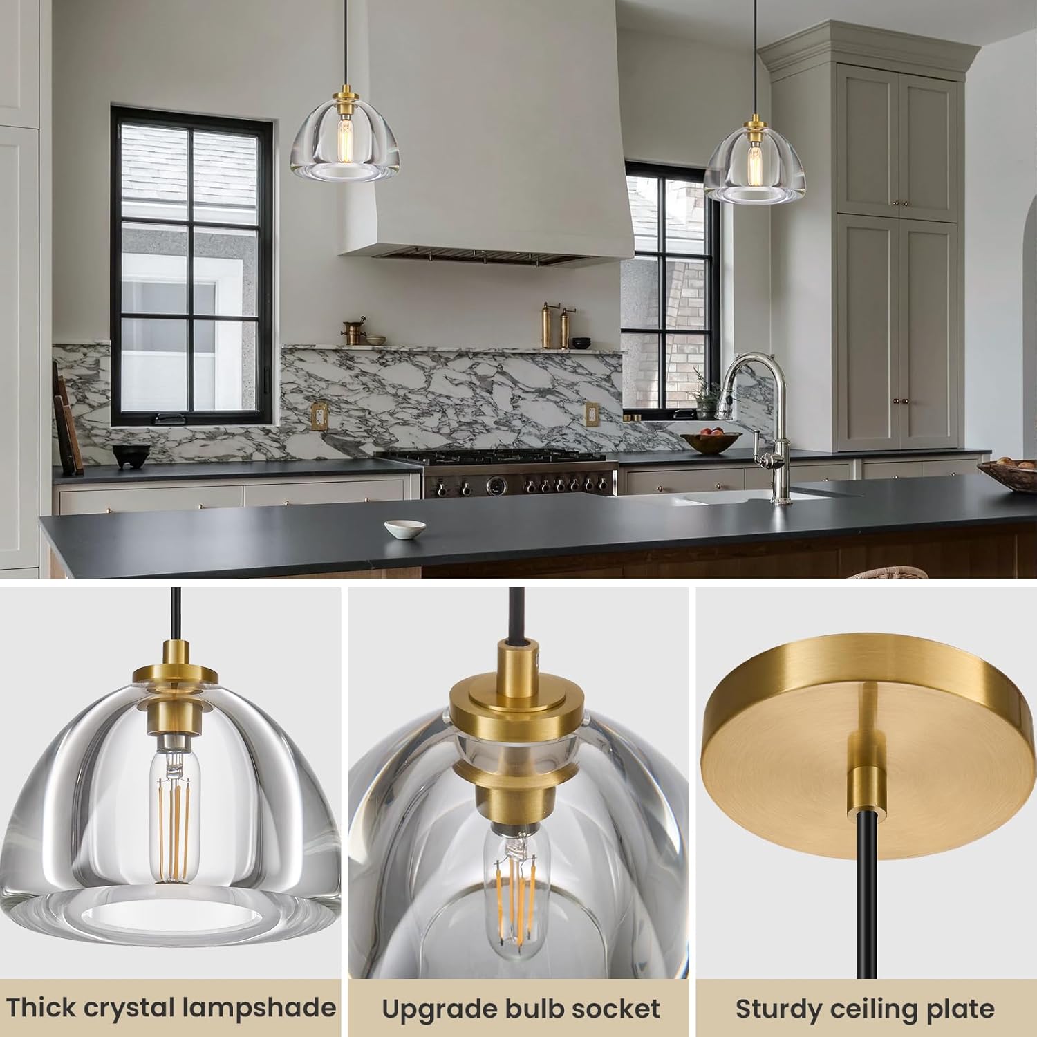 K9 Crystal Pendant Light - Brass Frame & Adjustable Height for DFW, North & East Texas – Image 2