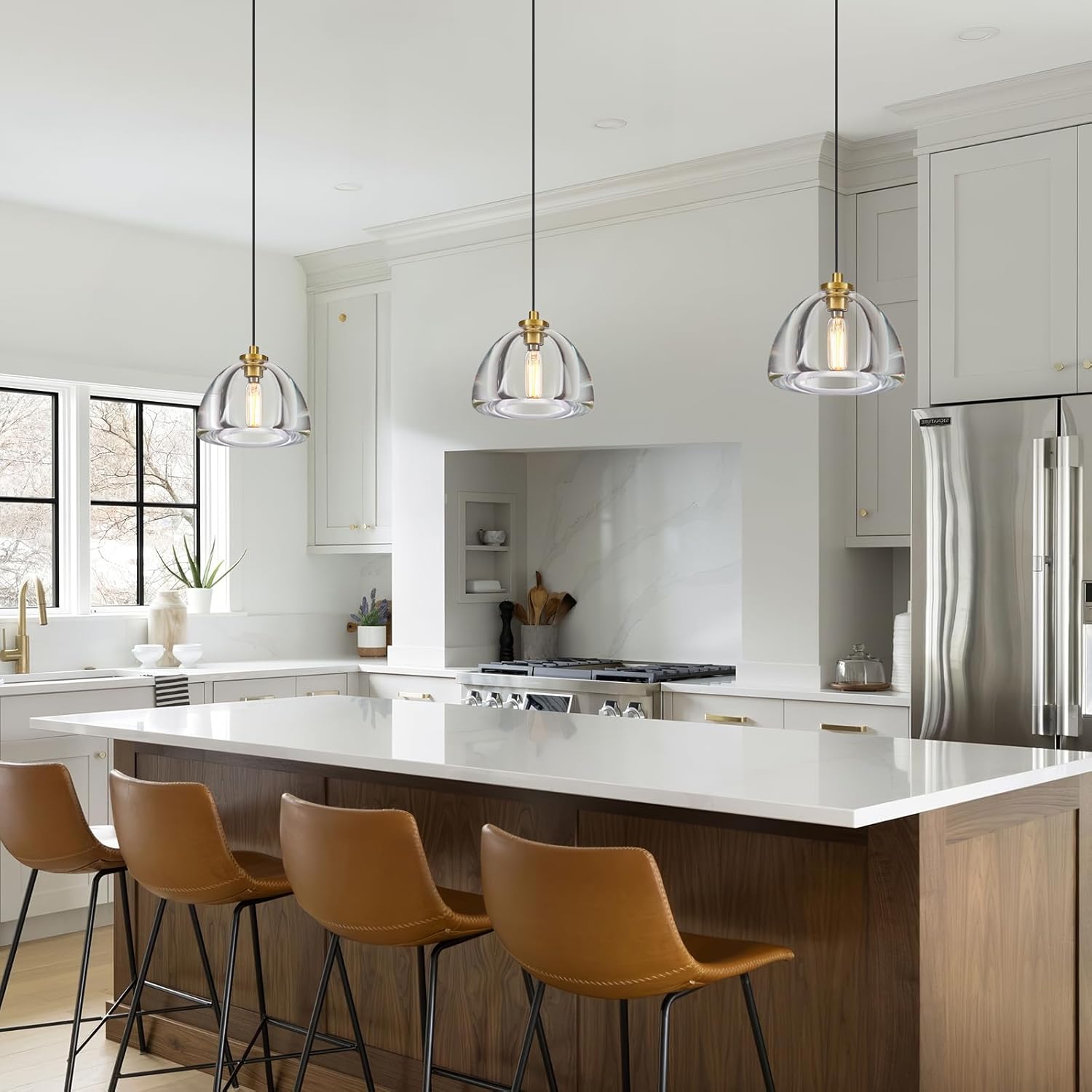 K9 Crystal Pendant Light - Brass Frame & Adjustable Height for DFW, North & East Texas – Image 8