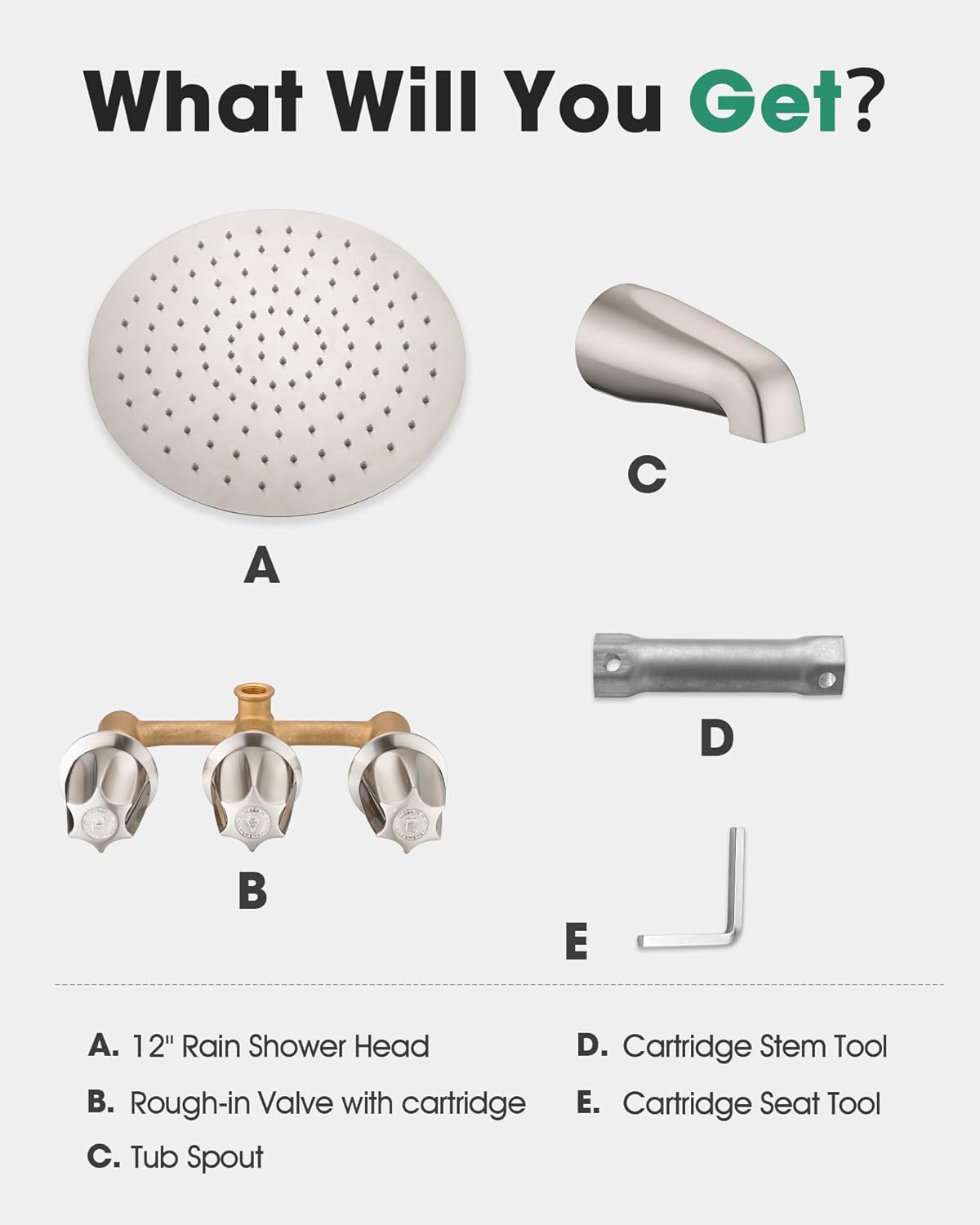 12" High-Pressure Rainfall Shower Head with 3-Handle Valve for DFW, North & East Texas – Image 3
