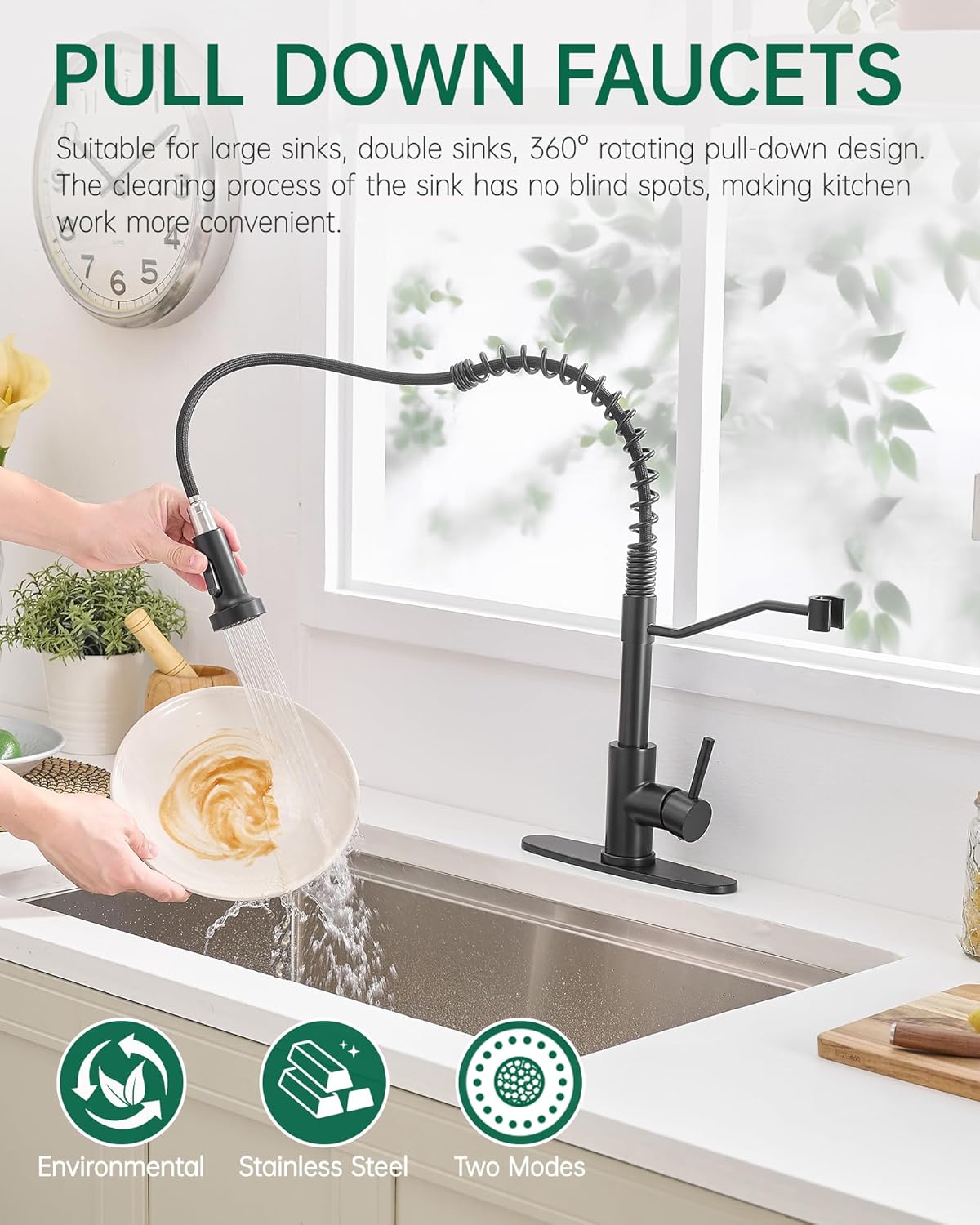 Matte Black Kitchen Faucet - All-in-One Washing Center with Soap Dispenser for DFW, North & East Texas – Image 6