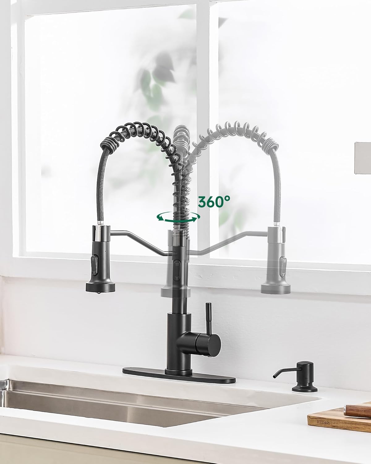 Matte Black Kitchen Faucet - All-in-One Washing Center with Soap Dispenser for DFW, North & East Texas – Image 2