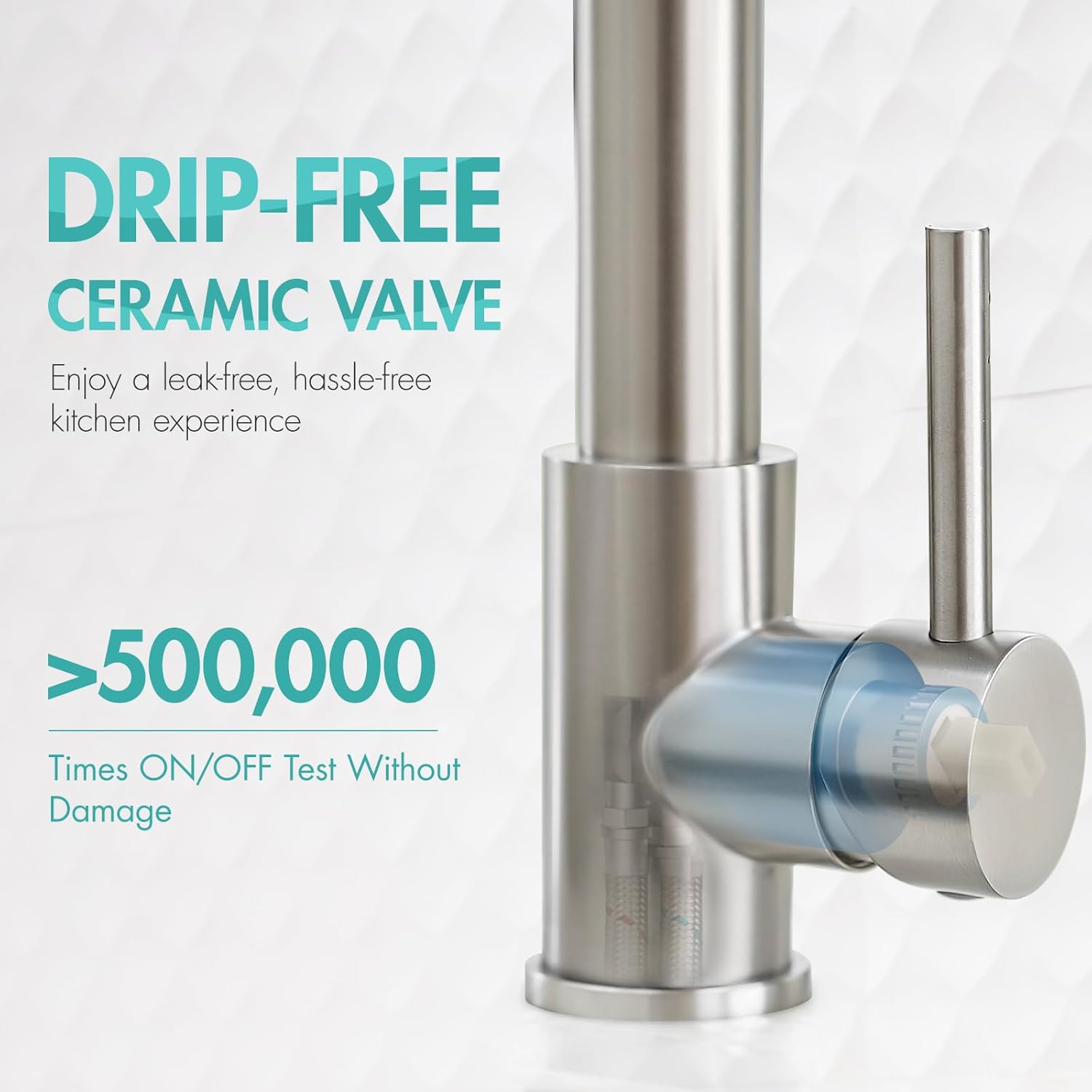 Dual-Spout Kitchen Faucet - Brushed Nickel with High-Pressure Sprayer for DFW, North & East Texas – Image 3