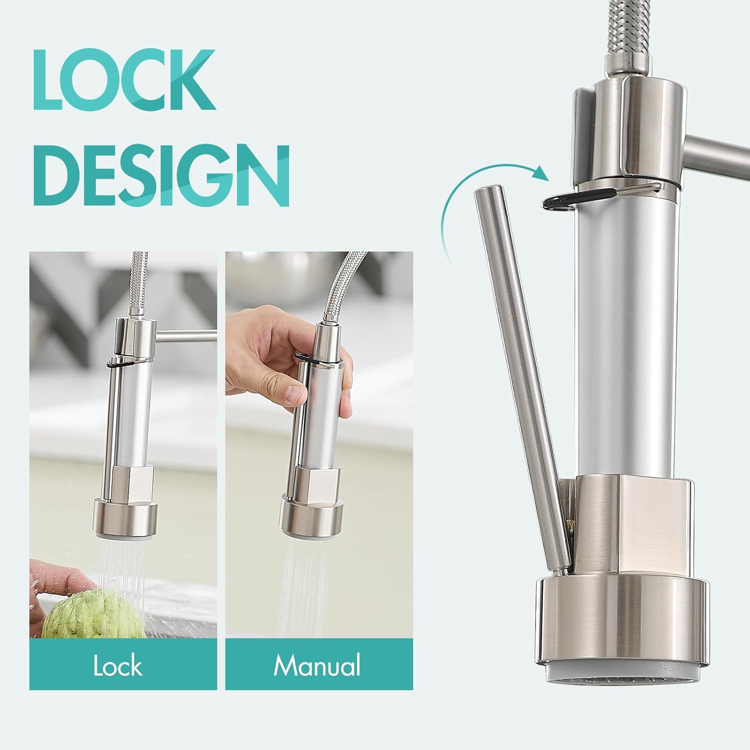 Dual-Spout Kitchen Faucet - Brushed Nickel with High-Pressure Sprayer for DFW, North & East Texas – Image 5
