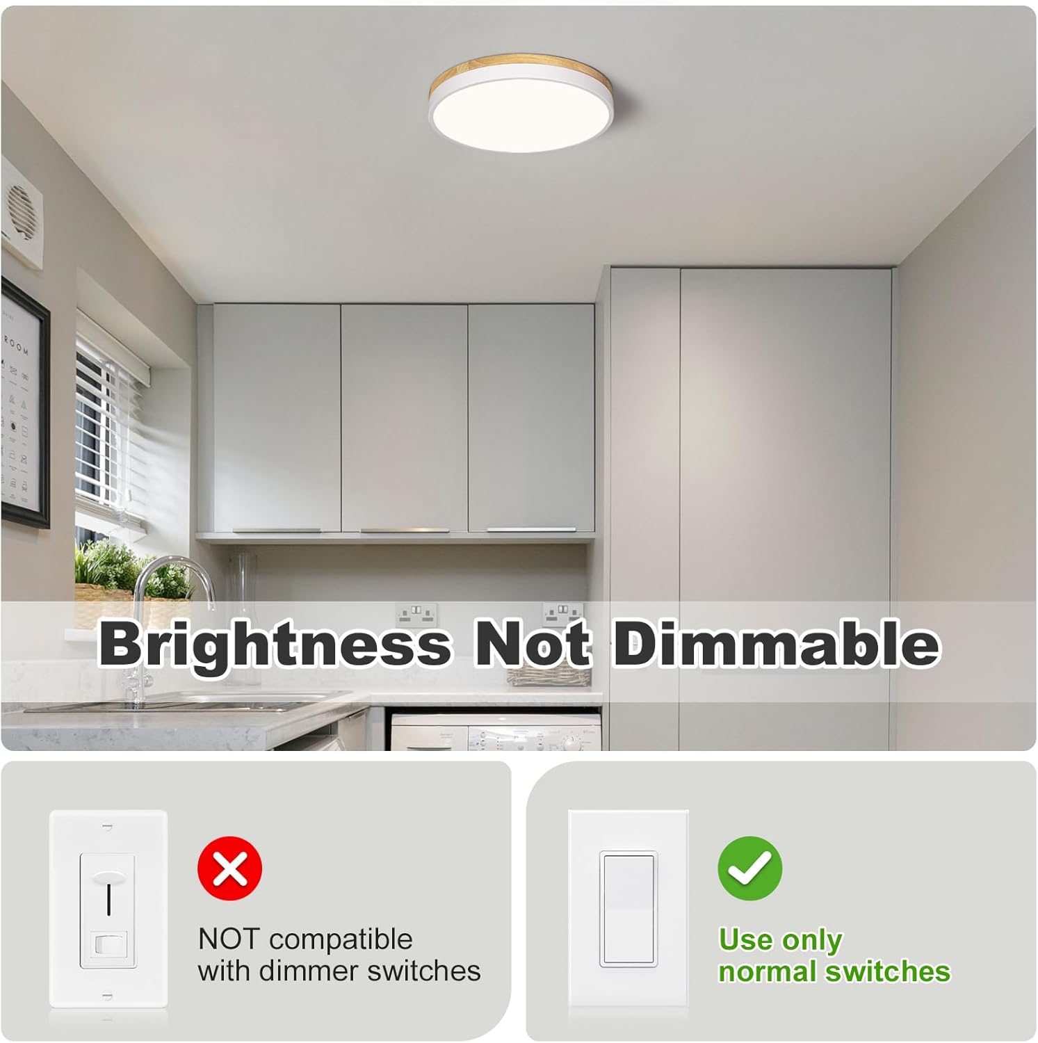 Minimalist Wood LED Ceiling Light - 4000K Flush Mount for DFW, North & East Texas – Image 5