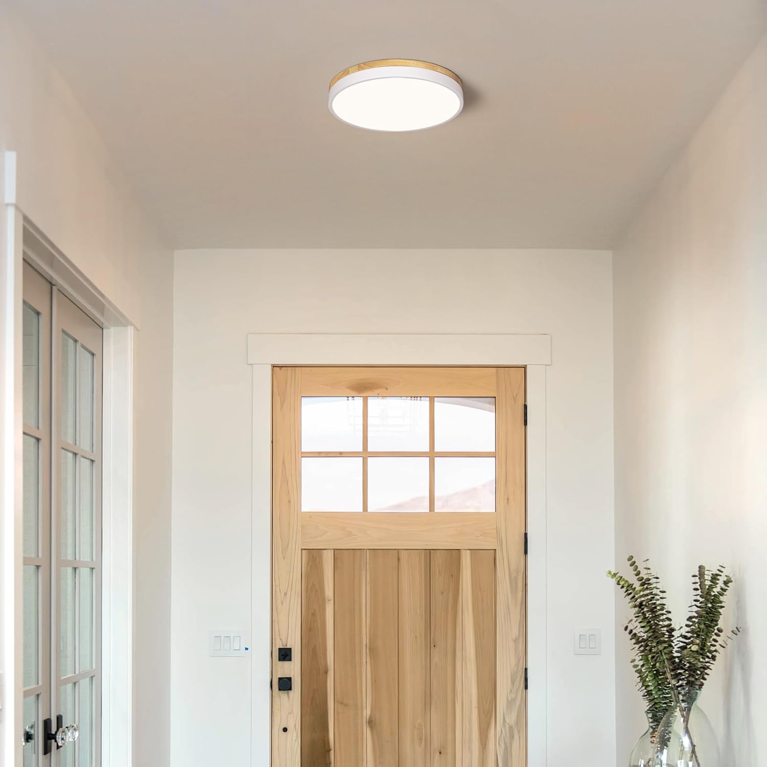 Minimalist Wood LED Ceiling Light - 4000K Flush Mount for DFW, North & East Texas – Image 4