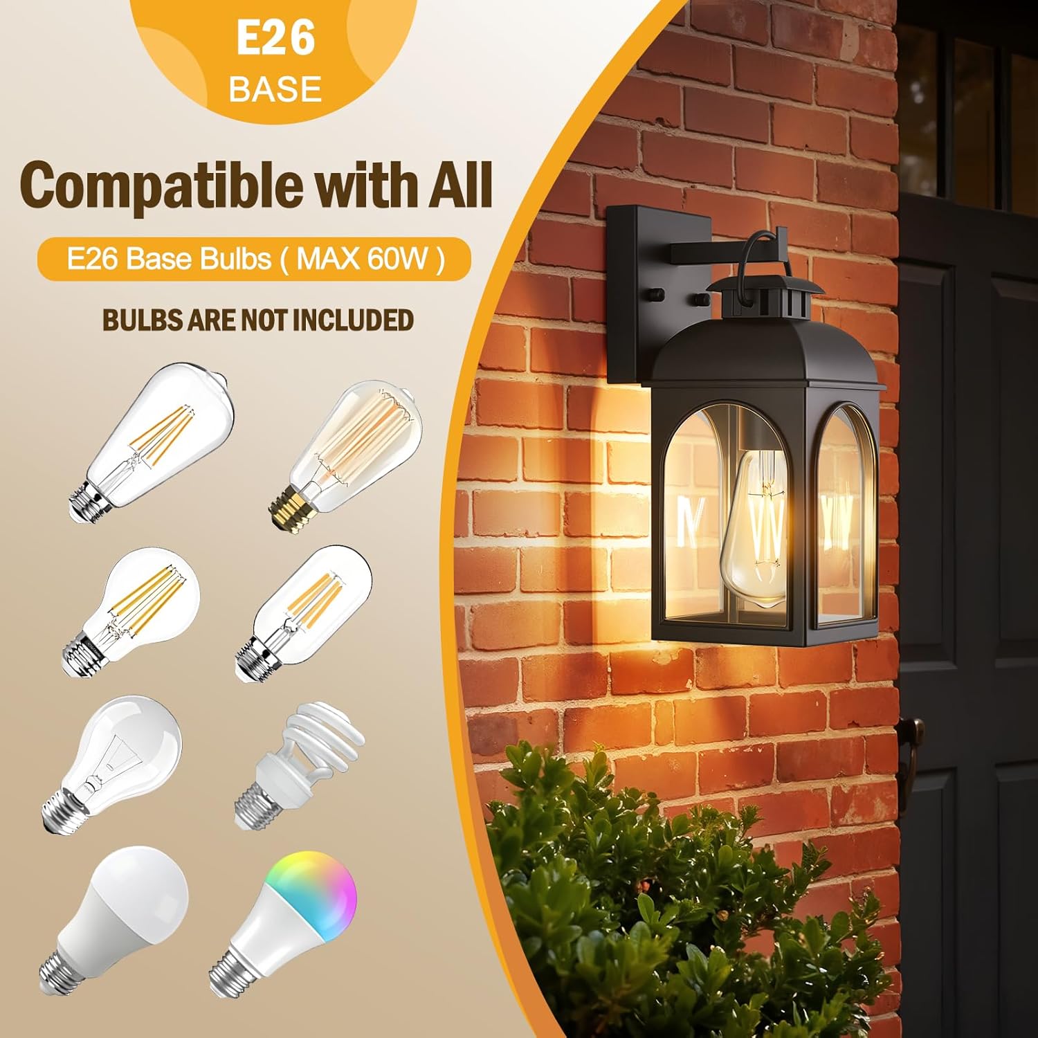Outdoor Wall Lantern - Weather-Resistant Black Exterior Light Fixture for DFW, North & East Texas – Image 6