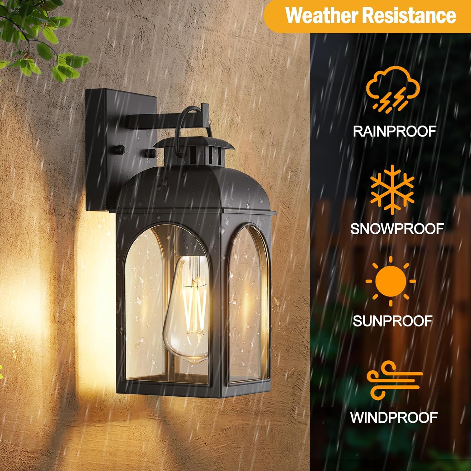 Outdoor Wall Lantern - Weather-Resistant Black Exterior Light Fixture for DFW, North & East Texas – Image 5