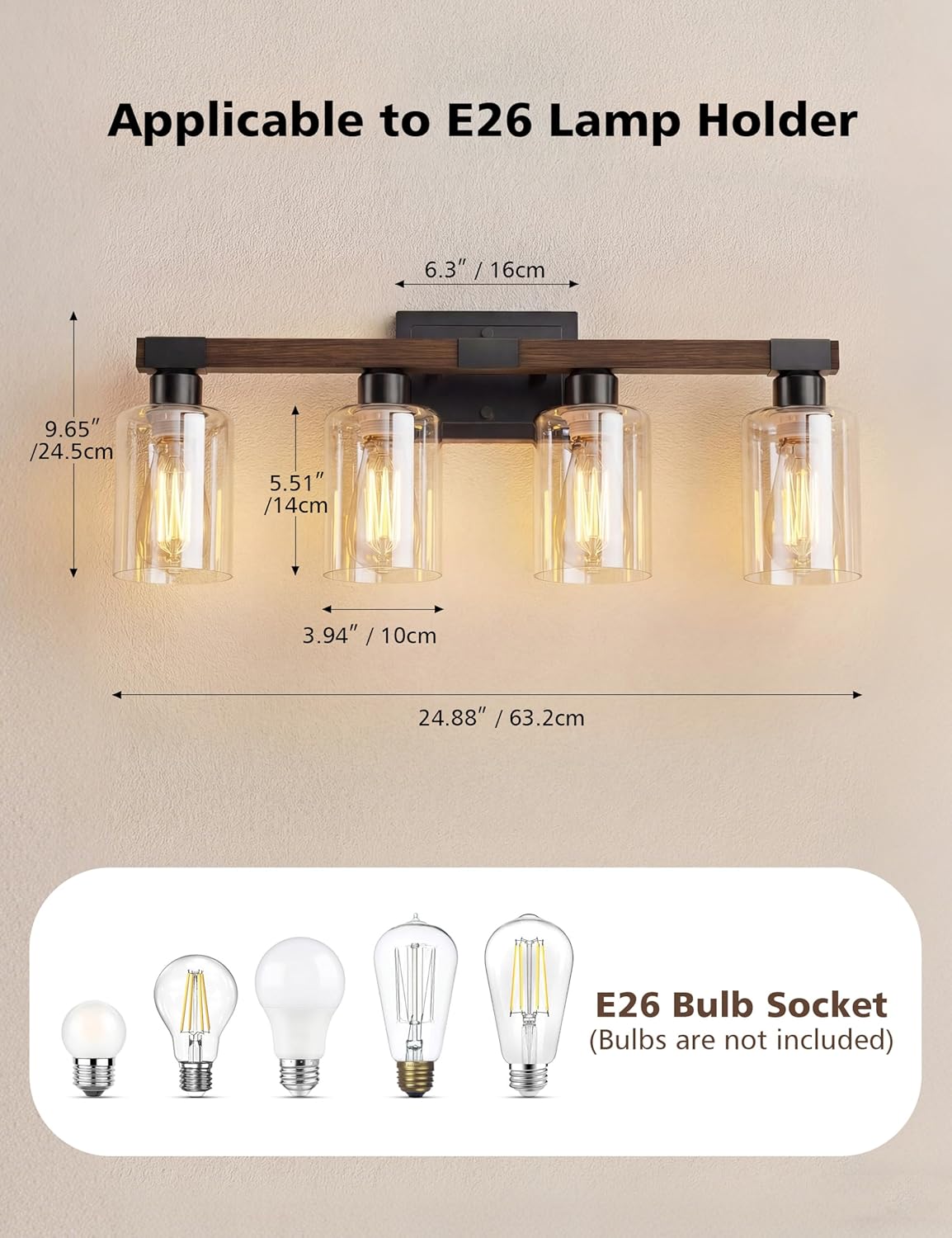 Farmhouse Bathroom Vanity Light - Rustic 3-Light Fixture for DFW, North & East Texas – Image 7